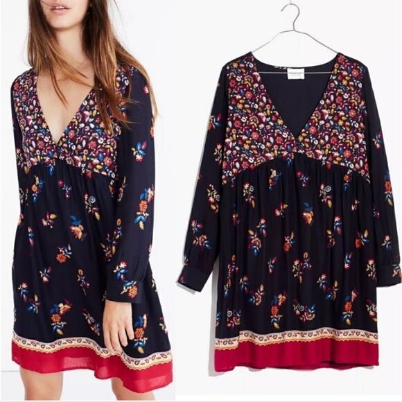 Sezane Daphna Navy Blue and Red Floral Dress - Picture 11 of 11